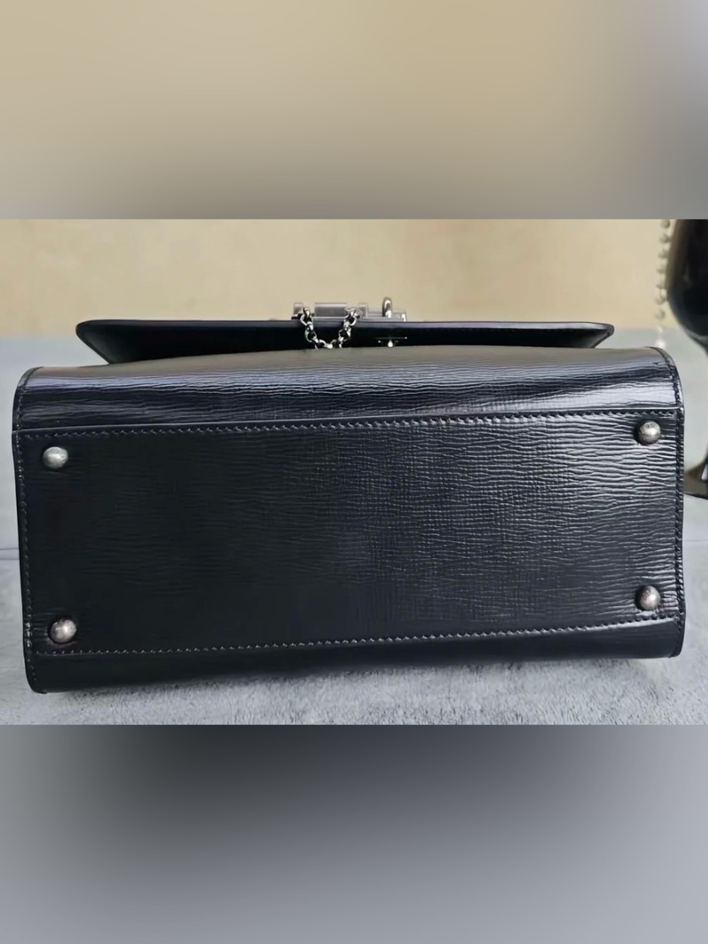 Dolce & Gabbana Miss Monica Black Studded Leather Top Handle Satchel with strap - Picture 5 of 9